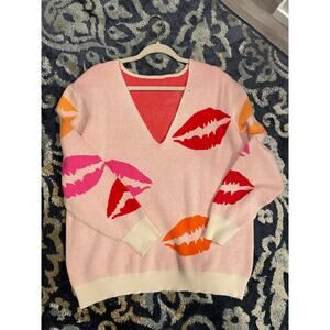 Women's Pink Lipstick Sweater